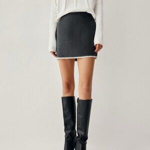 Commense Embroidered Trim Mini Skirt XS